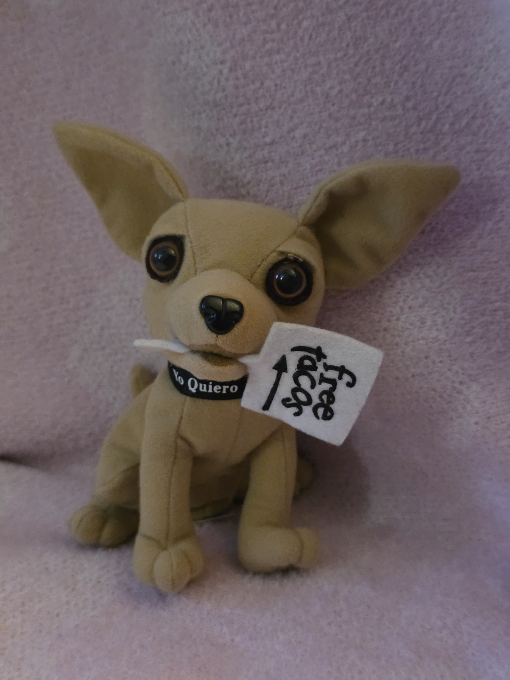 Plush Chihuahua Dog Toy in Tan - 'Te Quiero' Collar